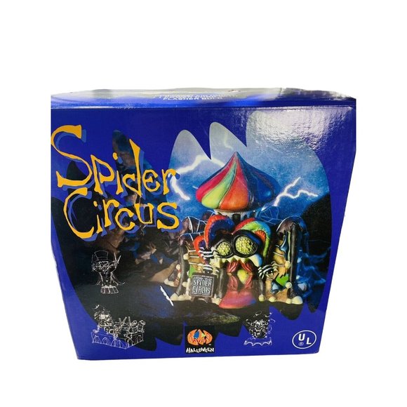 Spooky Hollow SPIDER CIRCUS Tent Halloween Blink Light House Bisque Vintage - Picture 7 of 12